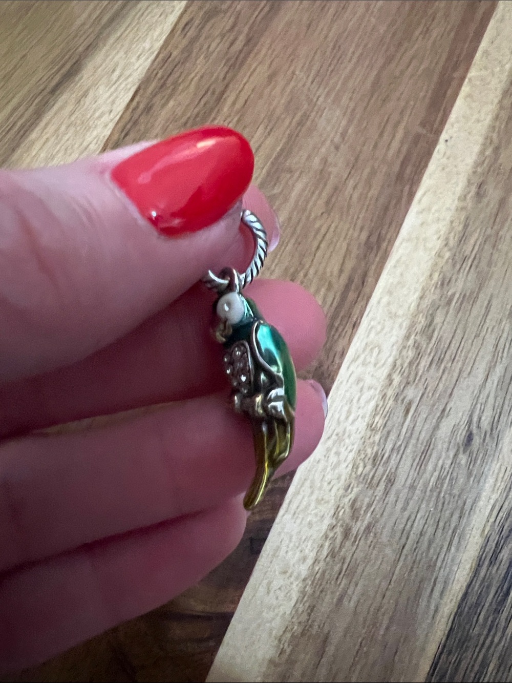 Brighton Parrot Charm Pendant in Green and Gold - Picture 5 of 7